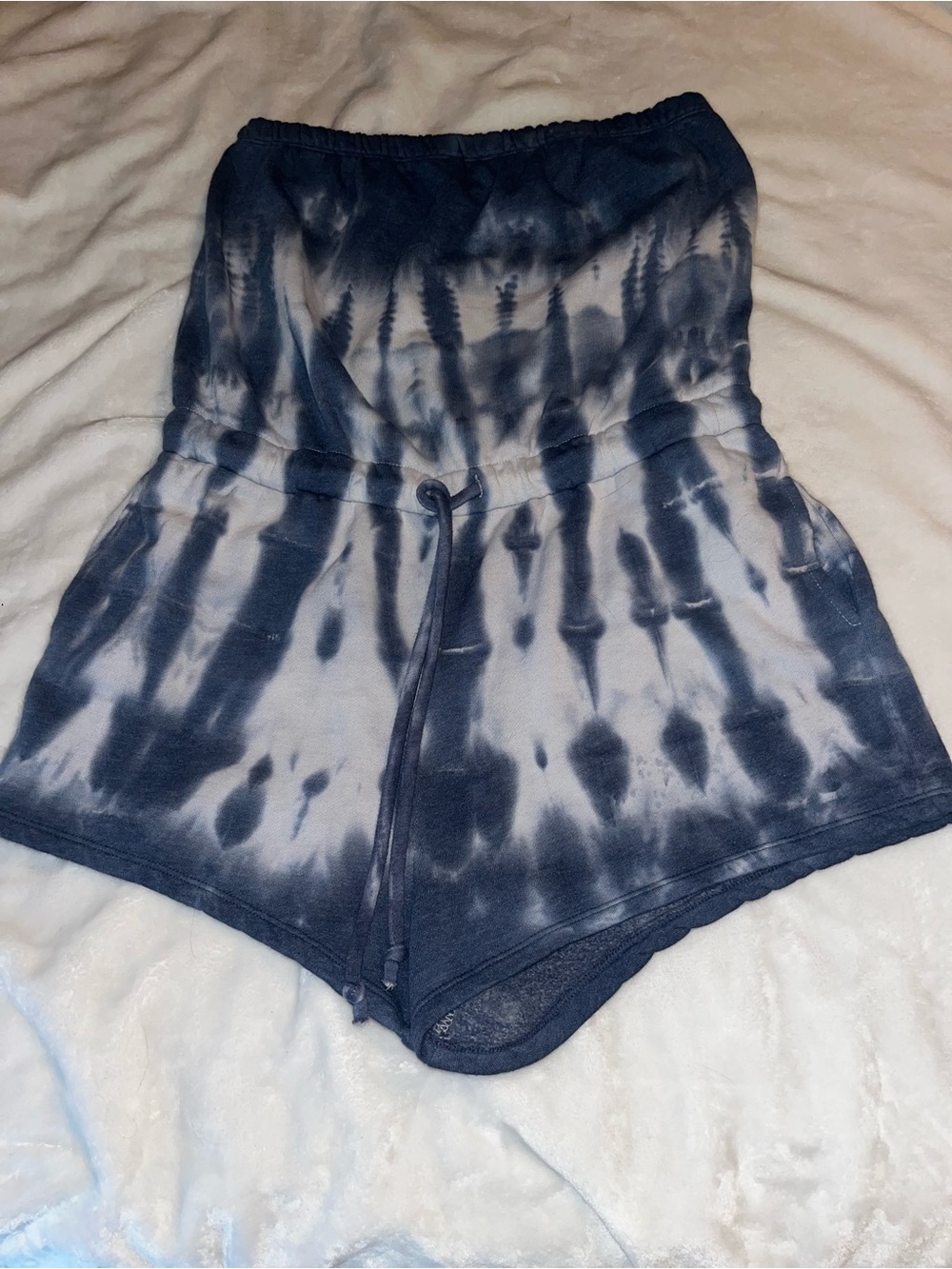 Aeropostale Navy and White Strapless Tie-Dye Romper